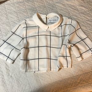 Windowpane collared crop top